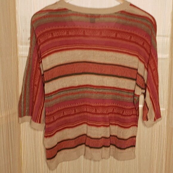 Chaps Denim Womens Tan Striped Lagan Oversized Sweater Medium - Picture 2 of 7